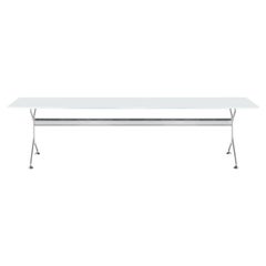 Table à cadre Alias 190 avec plateau blanc et cadre en aluminium poli d'Alberto Meda