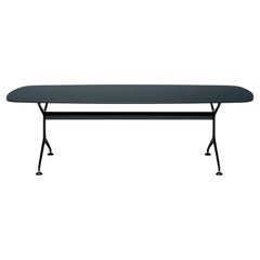 Table à cadre Alias 240 avec plateau en verre noir et cadre en aluminium laqué lisse