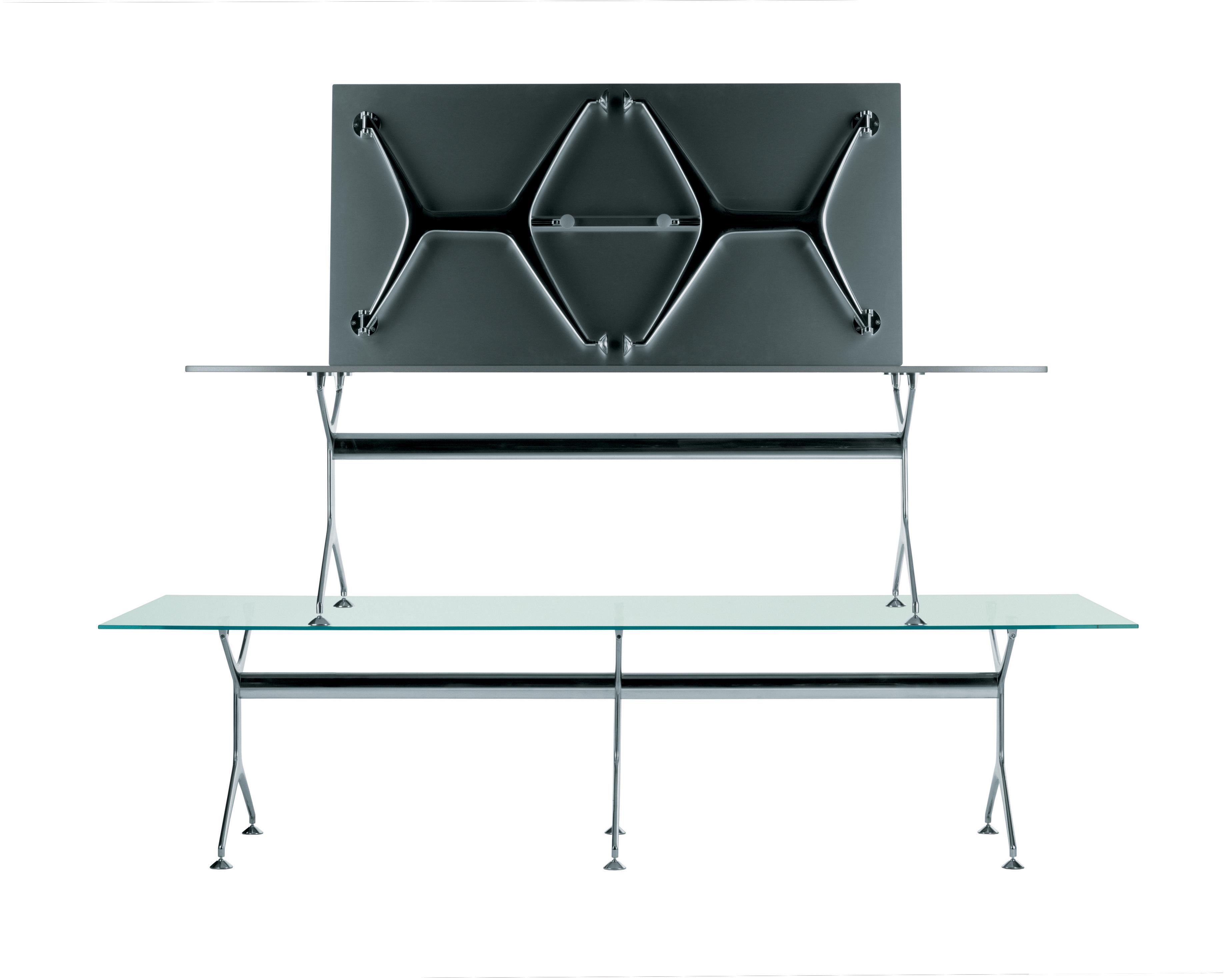 italien Table à cadre Alias 295XL avec plateau en chêne blanchi et cadre en aluminium poli en vente