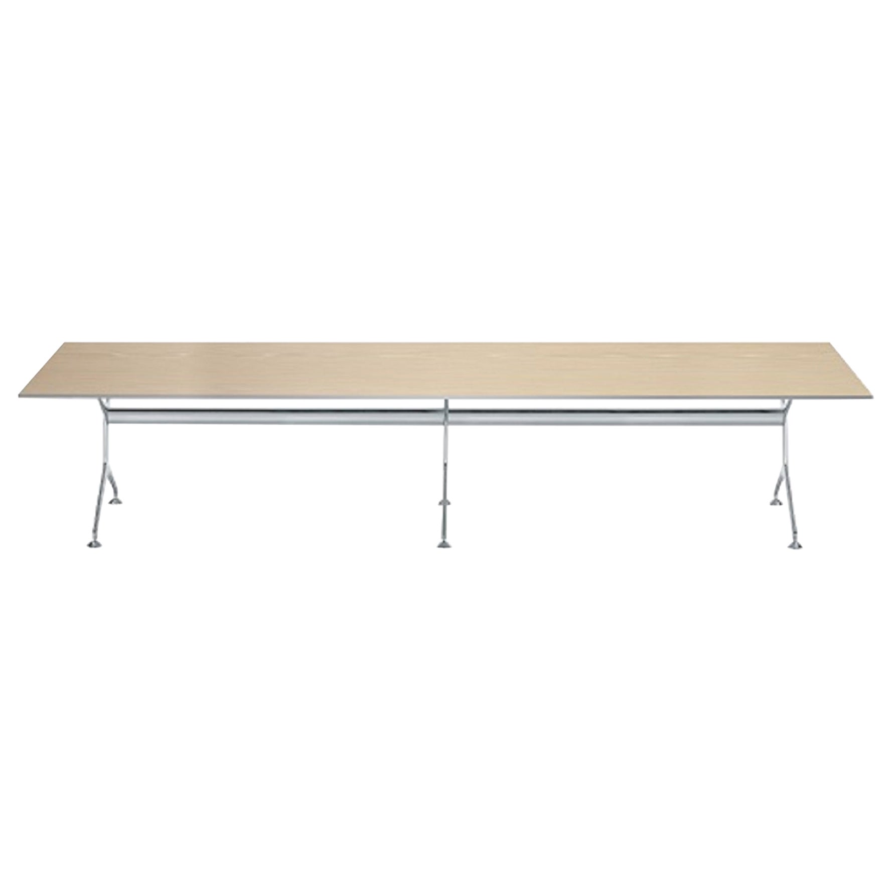 Table à cadre Alias 295XL avec plateau en chêne blanchi et cadre en aluminium poli
