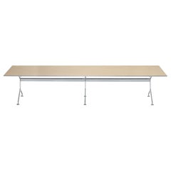 Table à cadre Alias 295XL avec plateau en chêne blanchi et cadre en aluminium poli
