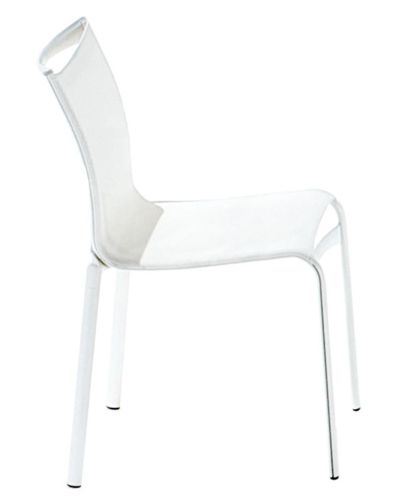 Alias Highframe 40 Chair in White Mesh with Lacquered Aluminium Frame by Alberto Meda

Stacking chair with structure composed of extruded aluminium profile and die-cast aluminium elements. Seat and back in fire retardant PVC covered polyester