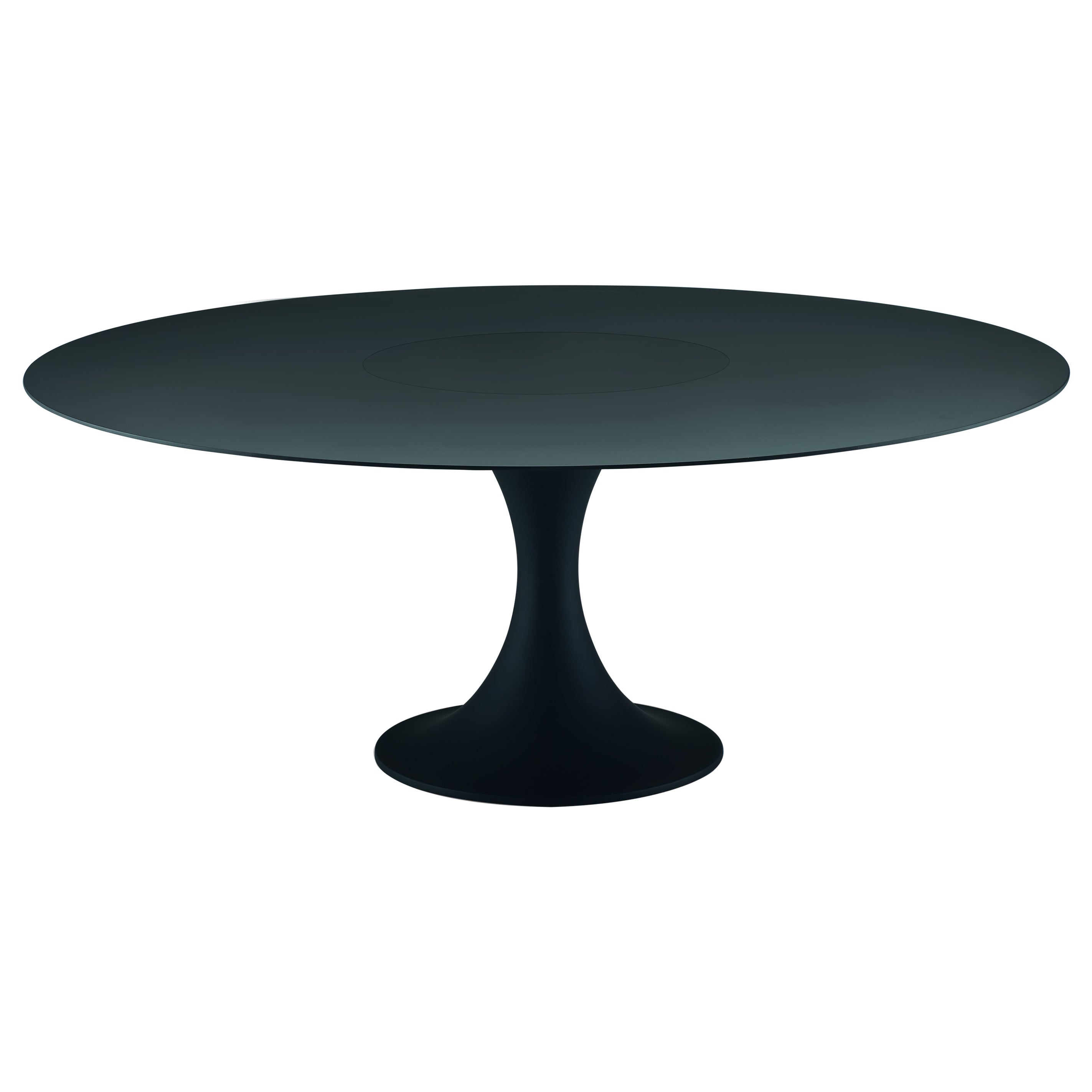 Mesa giratoria Alias Large 08C Manzù de tablero de MDF negro y estructura de aluminio lacado