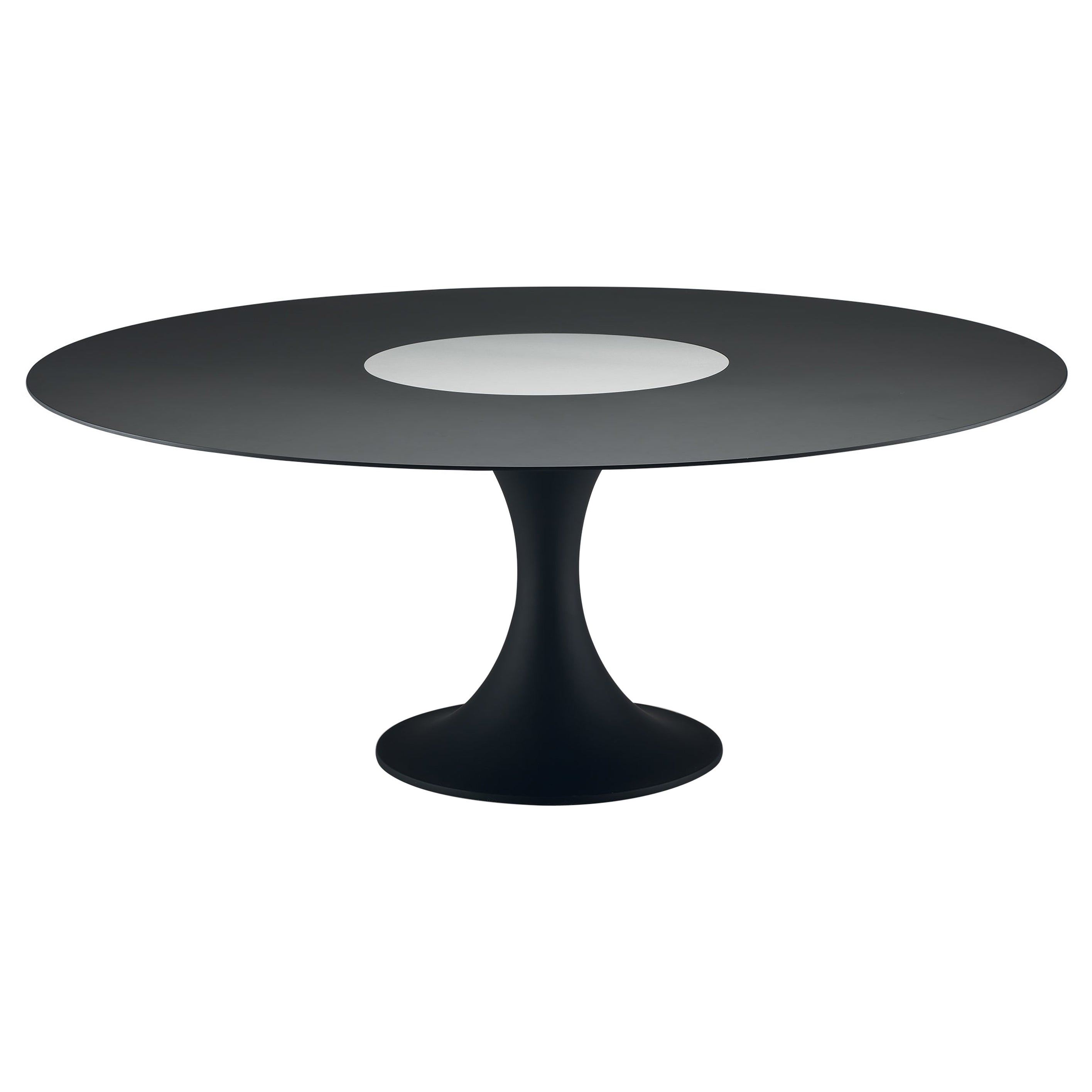 Mesa Giratoria Alias Grande 08C Manzù con Tablero Anodizado Gris y Estructura Lacada Negra