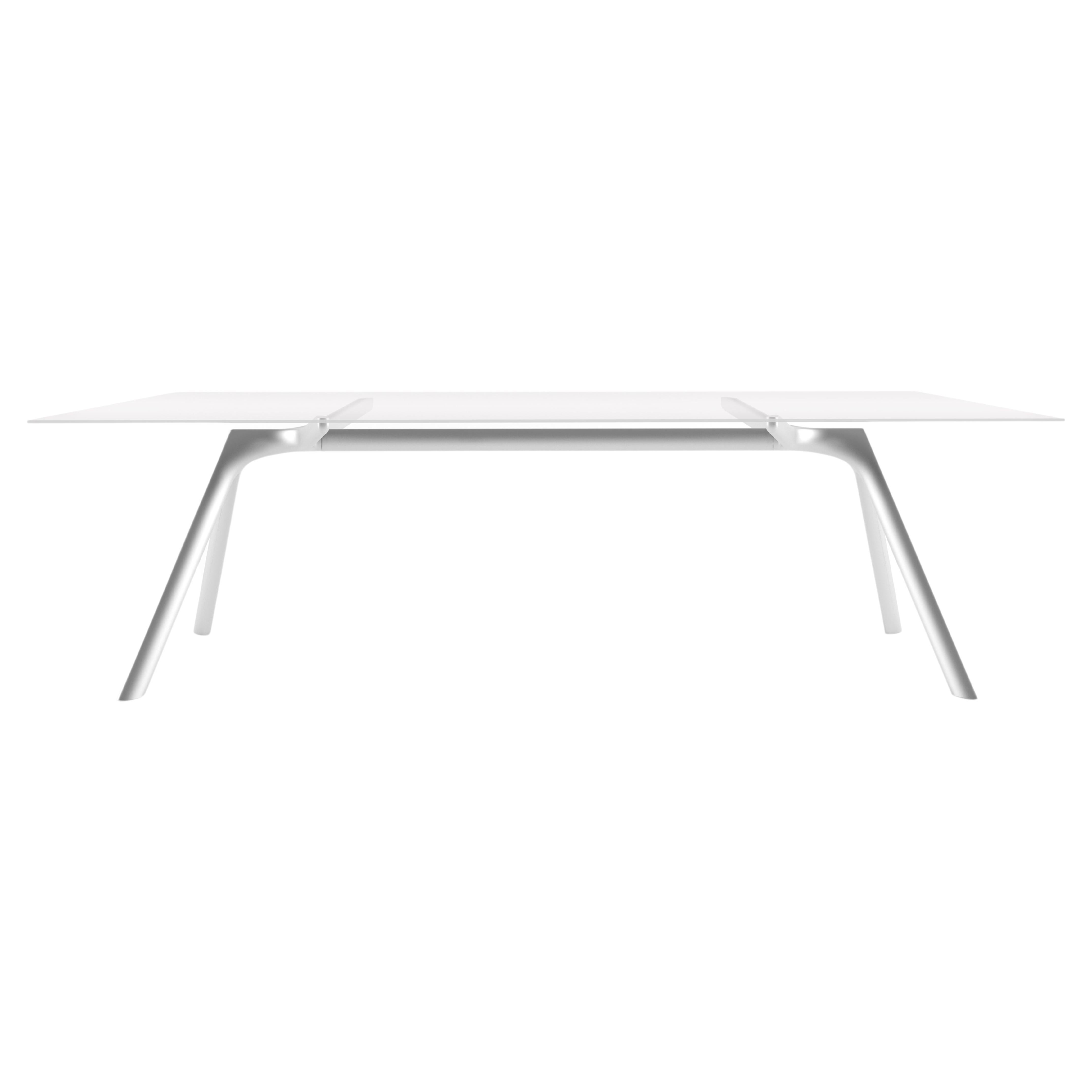 Alias Large 45A Dry Table in Glass Top with Anodised Silver Lacquered Frame For Sale