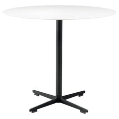 Grande table à croix Alias 573 avec plateau blanc et base en acier laqué noir