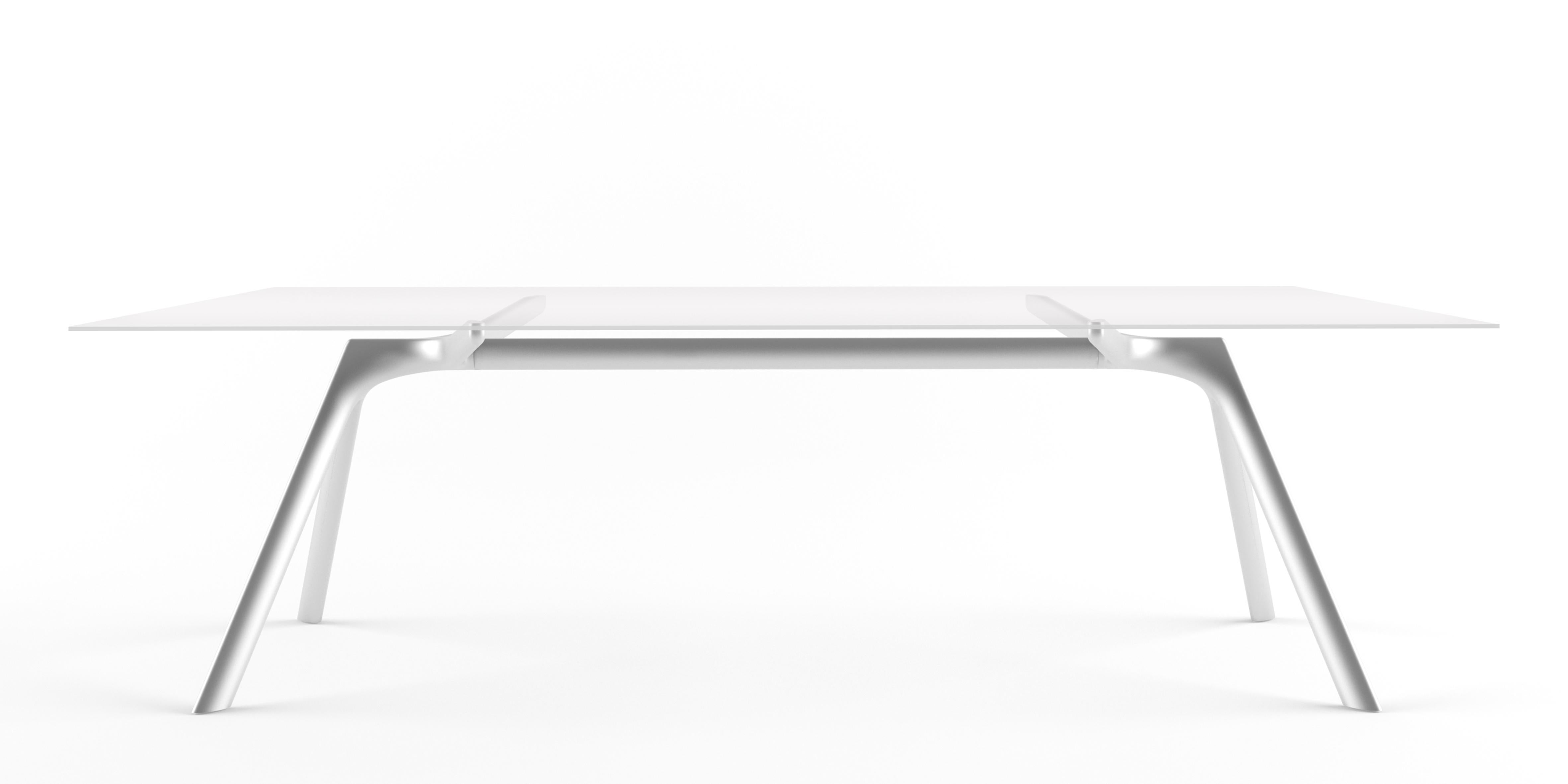 Alias Large Dry 45A Table in Glass Top with Anodised Silver Metallic Lacquered Aluminium Frame by Alberto Meda

Table with structure made of lacquered aluminium elements. Top in extra light tempered glass, thickness 10 mm. Available with