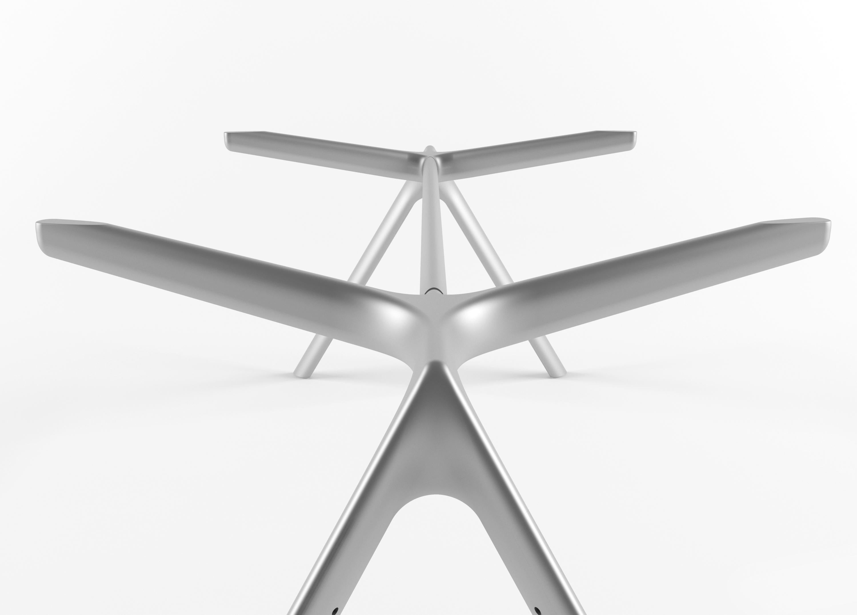 Contemporary Alias Large Dry 45A Table in Glass Top with Anodised Silver Metallic Frame For Sale