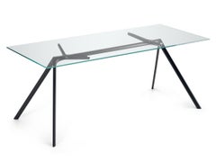 Alias Large Dry 45A Table in Glass Top with Black Lacquered Aluminium Frame