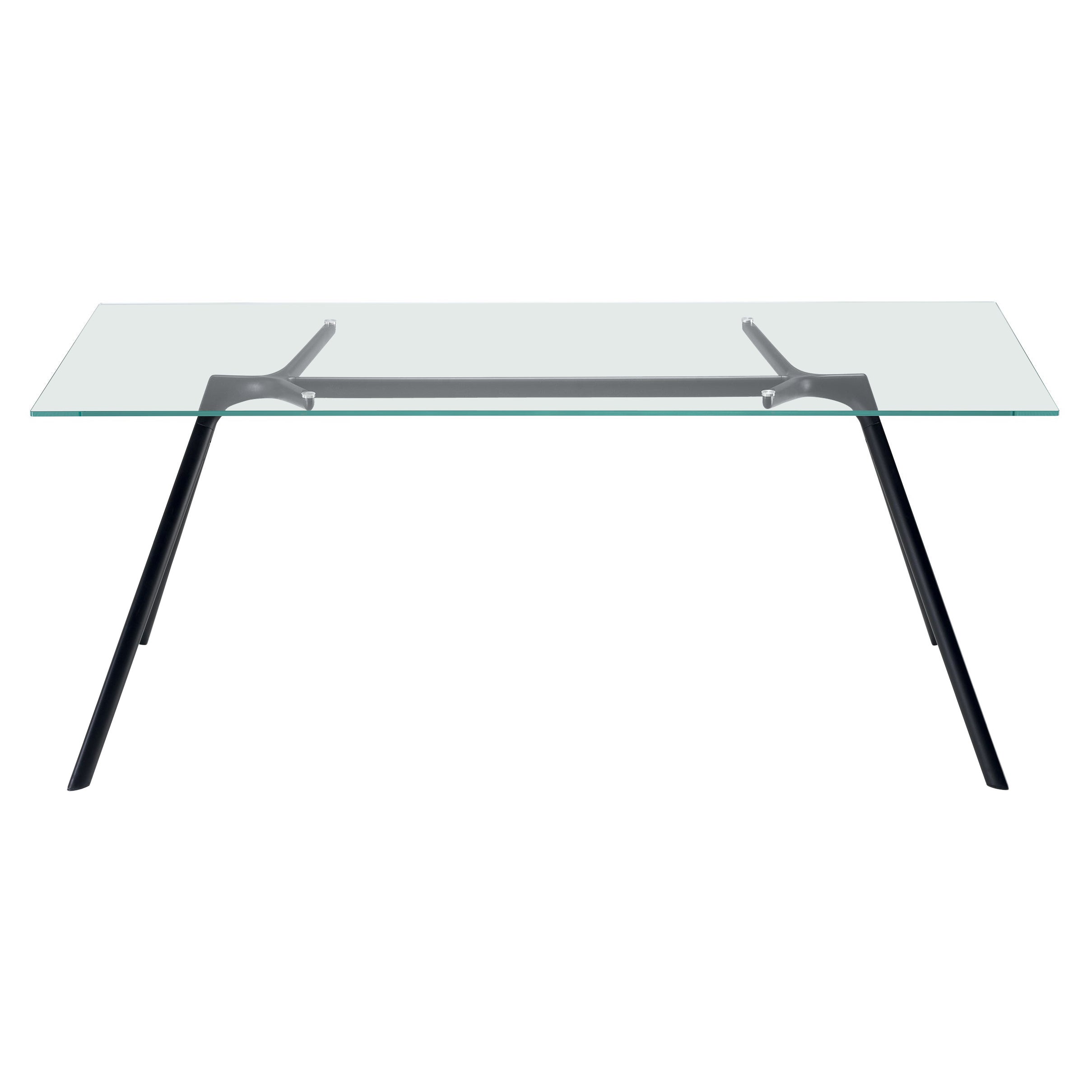 Tavolo Alias Large Dry 45A con piano in vetro e struttura in alluminio laccato nero