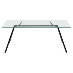 Alias Large Dry 45A Table avec plateau en verre et cadre en aluminium laqué noir