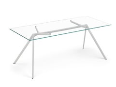 Alias Large Dry 45A Table in Glass Top with White Lacquered Aluminium Frame