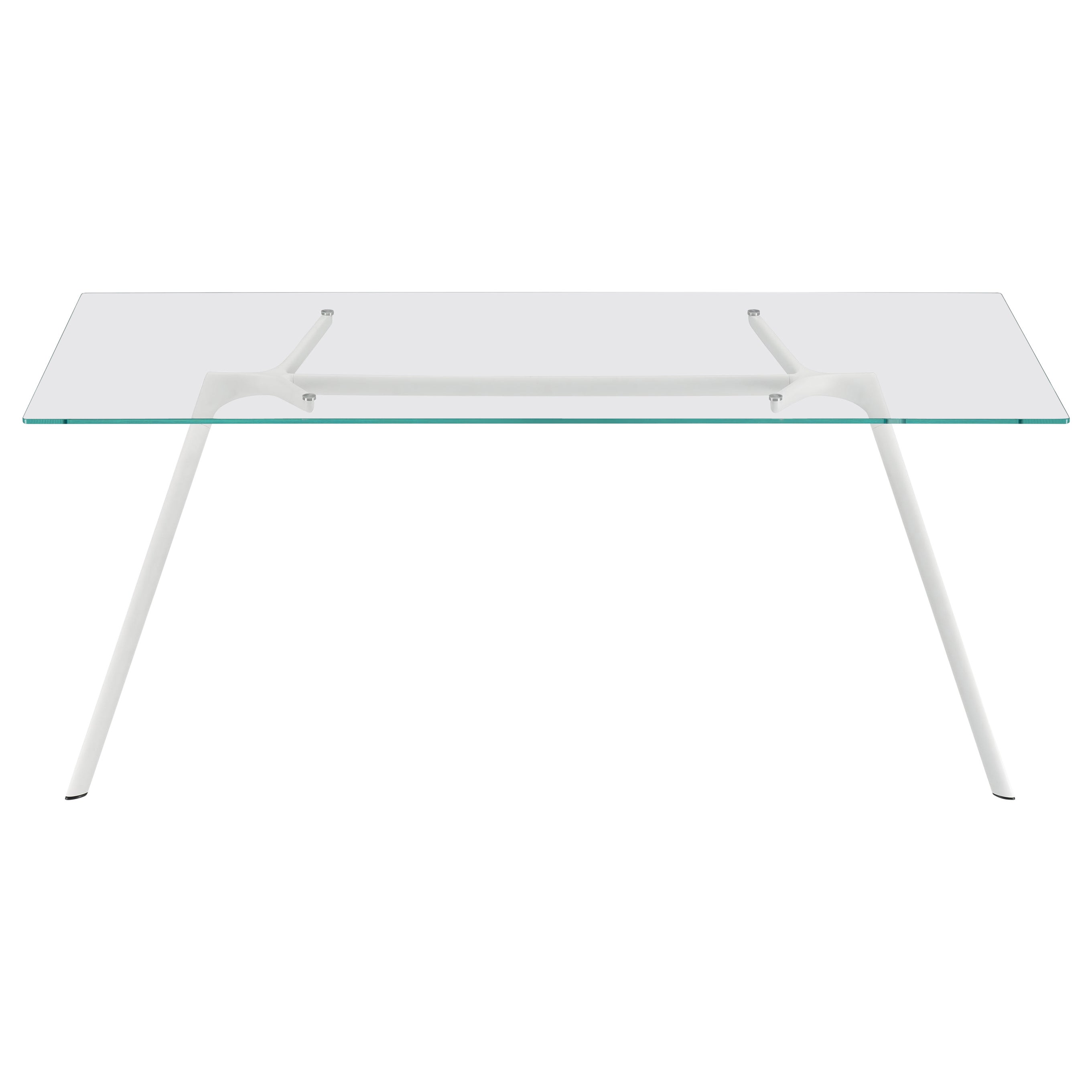 Tavolo Alias Large Dry 45A con piano in vetro e struttura in alluminio laccato bianco