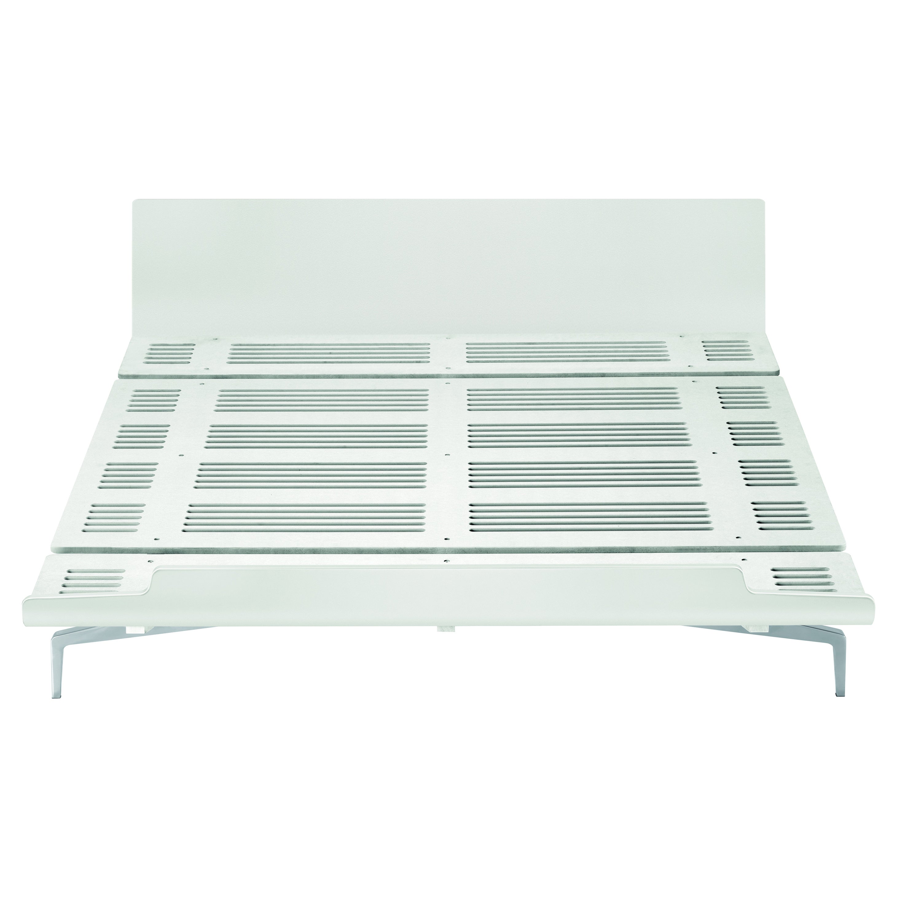 Lit Legnoletto Alias LL4 en laque blanche mate avec pieds en aluminium poli en vente