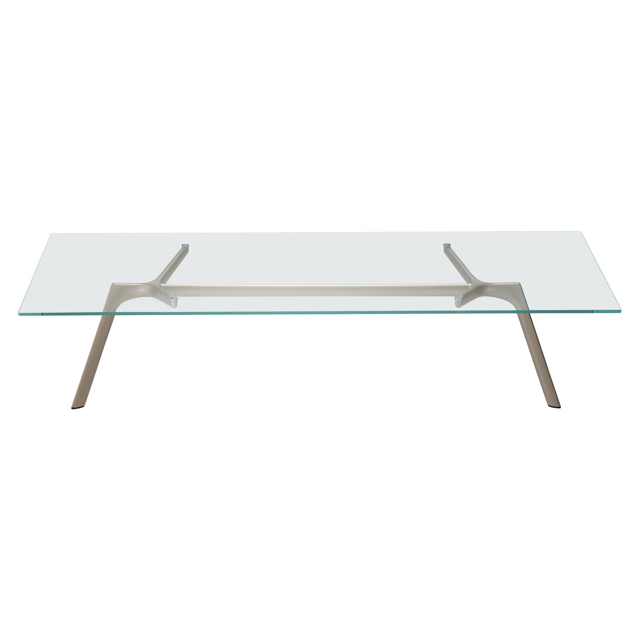 Mesa Alias Medium Dry XS 45B con tablero de cristal y estructura metálica dorada anodizada en venta