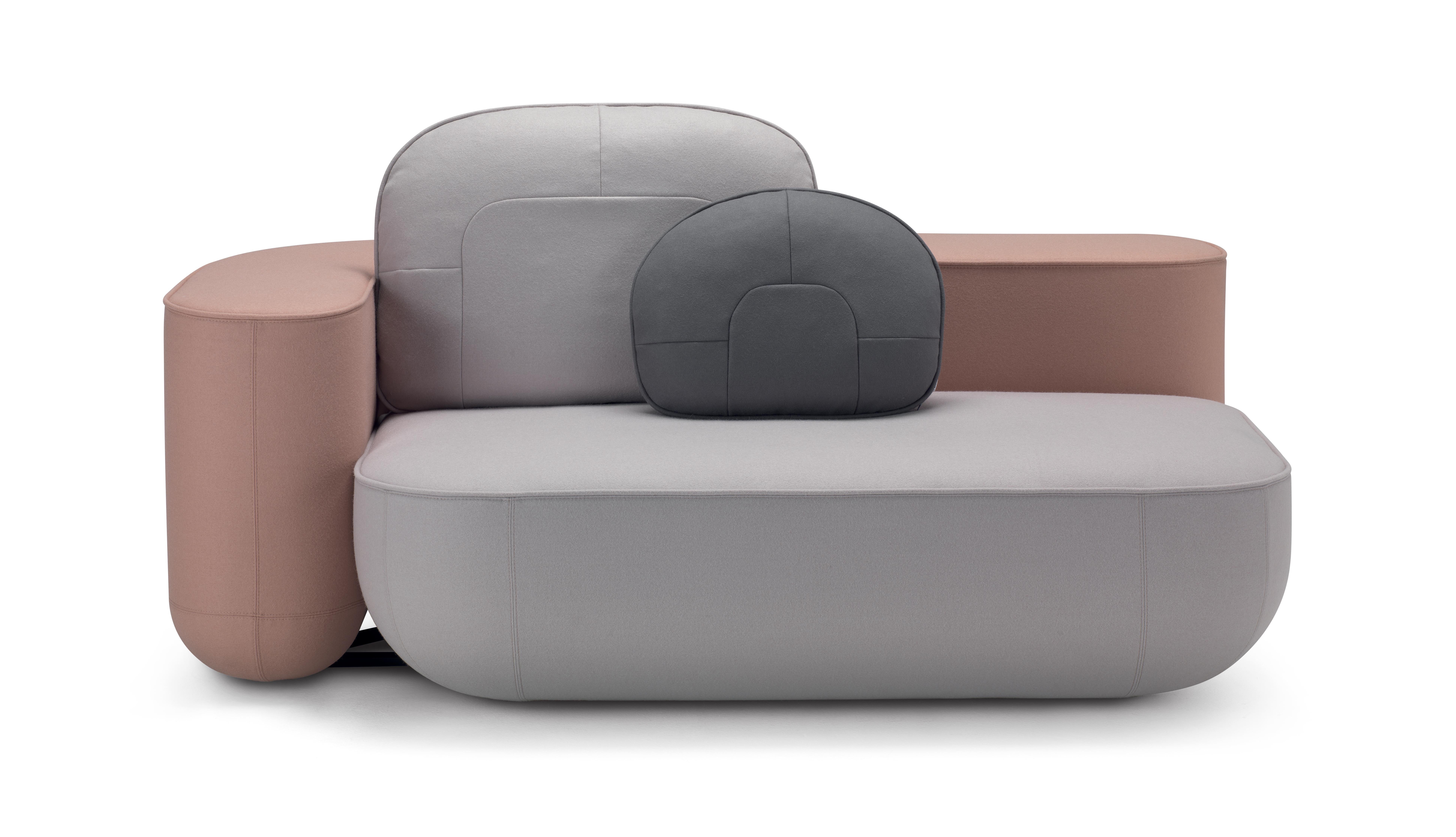 Alias Okome Sofa Ending 74 DX in grey and Beige Upholstery by Nendo

Two-seater composition with removable cover, covered in eco leather Serge Ferrari®, Alias®, Camira® fabric or Kvadrat® fabric or Pelle Frau® leather.

Oki Sato, Chief Designer