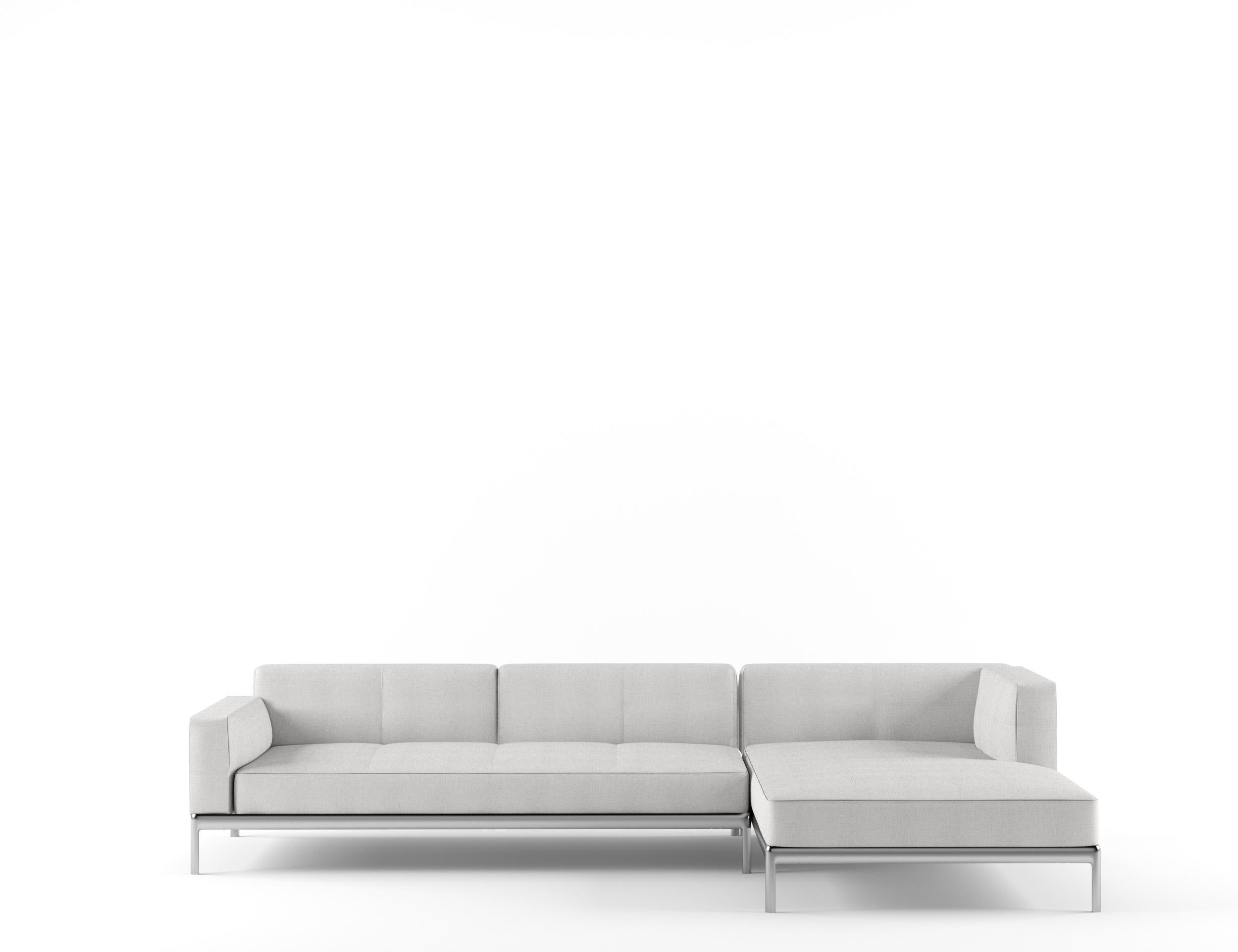 Alias P06+P05 AluZen Sectional Sofa in Upholstery with Polished Aluminium Frame by Ludovica & Roberto Palomba

Modular closing element 175x95 cm.
Modular 2- seater closing element with structure in lacquered or polished aluminium. Seat, back and