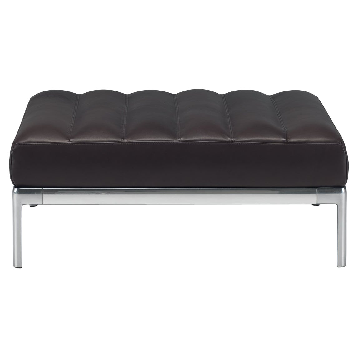 Alias P10 AluZen Pouf 80X95 A in Pelle Torba con Struttura in Alluminio Lucido