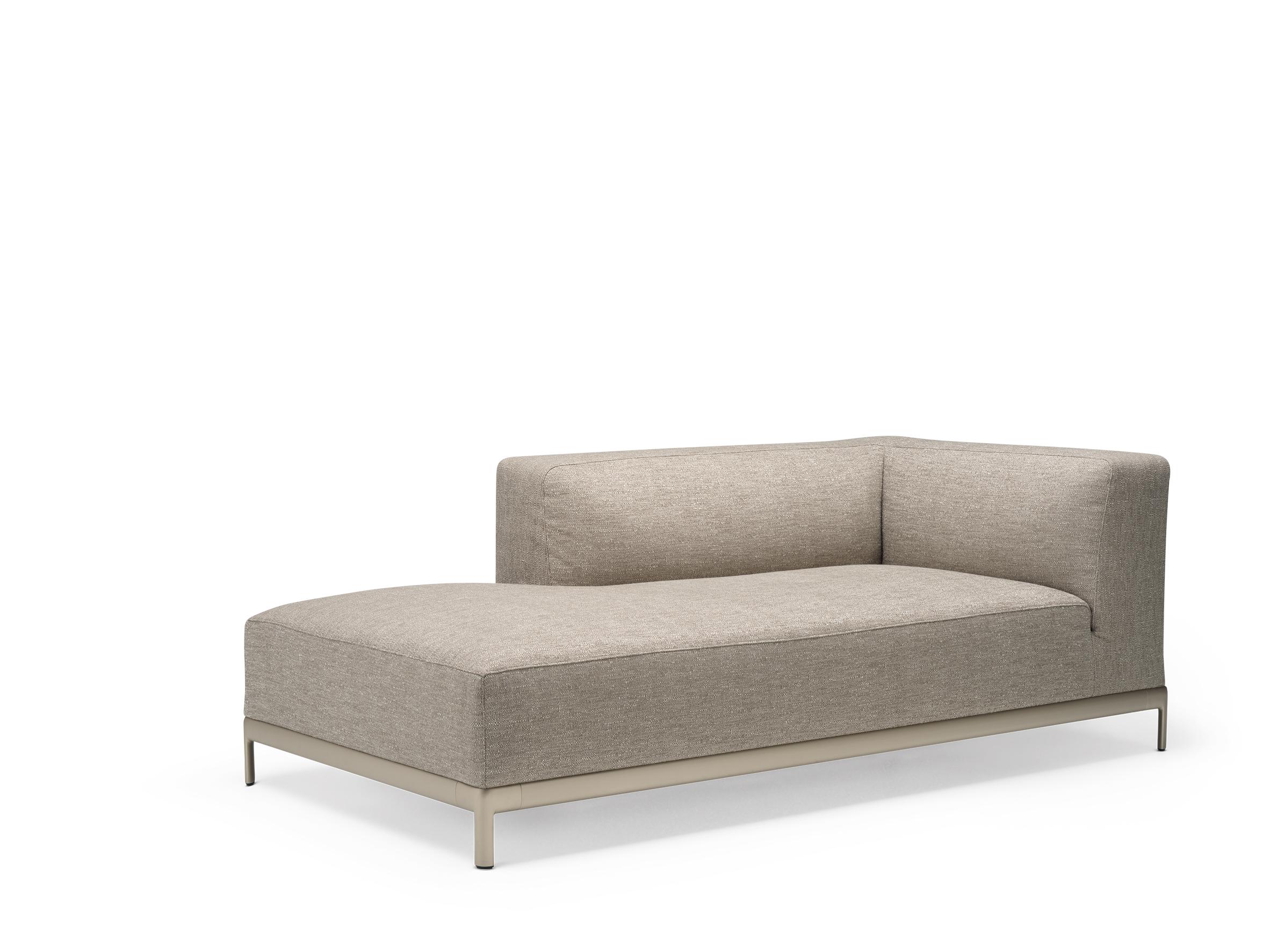 Alias P38 AluZen Soft Angular Sofa in Brown Upholstery & Anodized Gold Frame by Ludovica+Roberto Palomba

Modular corner element with structure in lacquered or polished aluminium.Seat, back and armrest with removable cover in fabric or