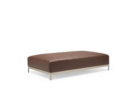 Alias P52 AluZen Soft Bench in Brown Leather Seat and Anodized Gold Frame (Banc souple en AluZen avec assise en cuir Brown et cadre en or anodisé)