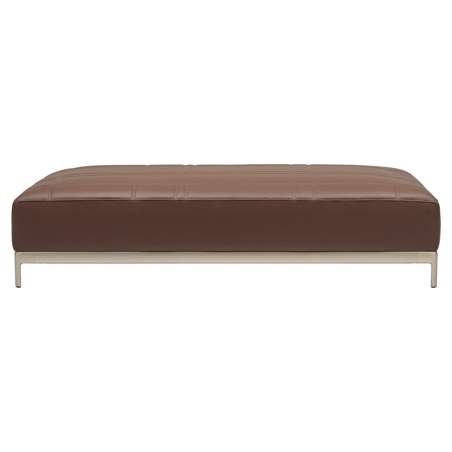 Alias P52 AluZen Soft Bench in Brown Leather Seat and Anodized Gold Frame (Banc souple en AluZen avec assise en cuir Brown et cadre en or anodisé) en vente