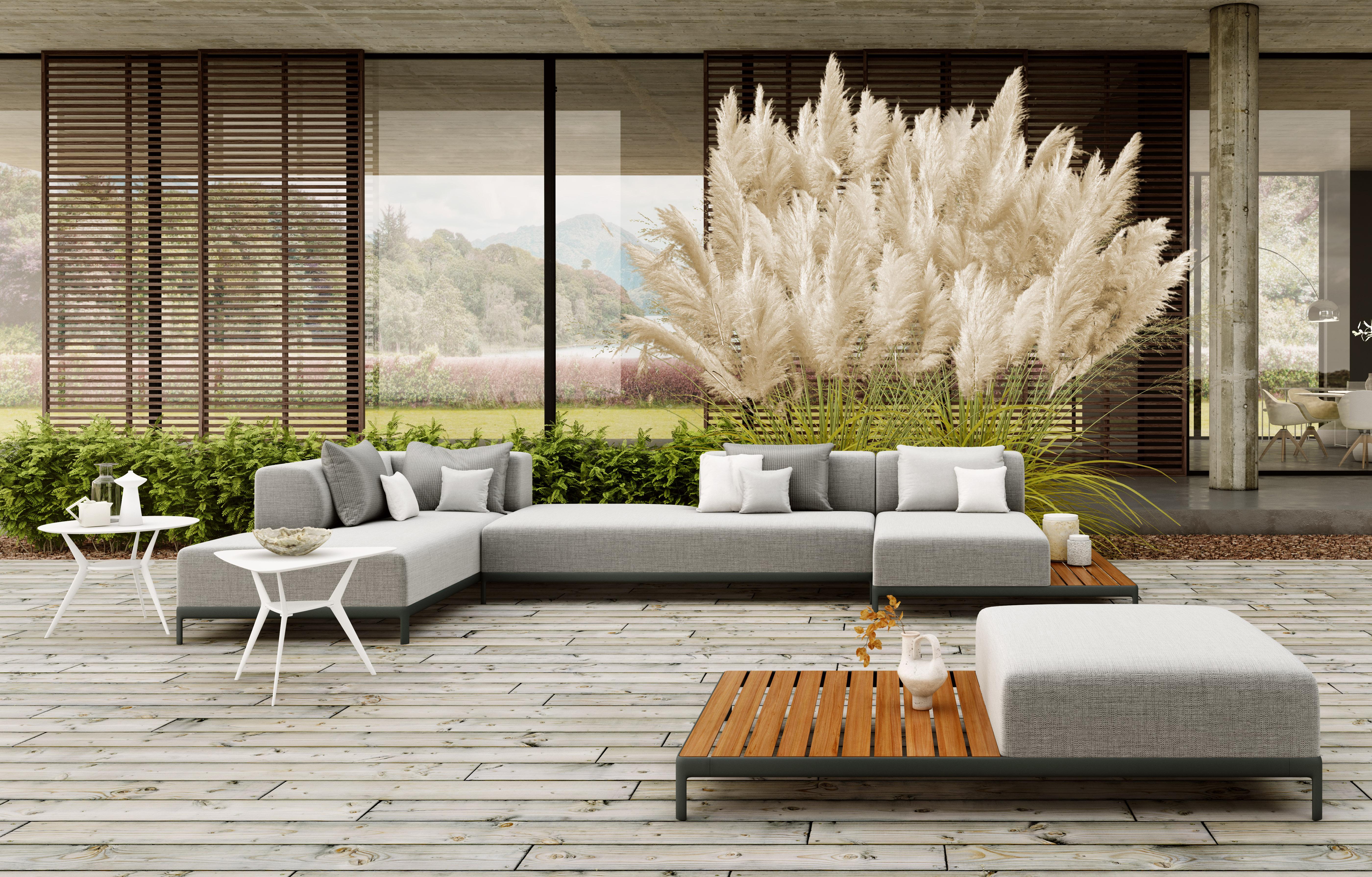 Lacquered Alias P65 AluZen Outdoor SX Soft Ending Sofa in Upholstery with Aluminium Frame For Sale