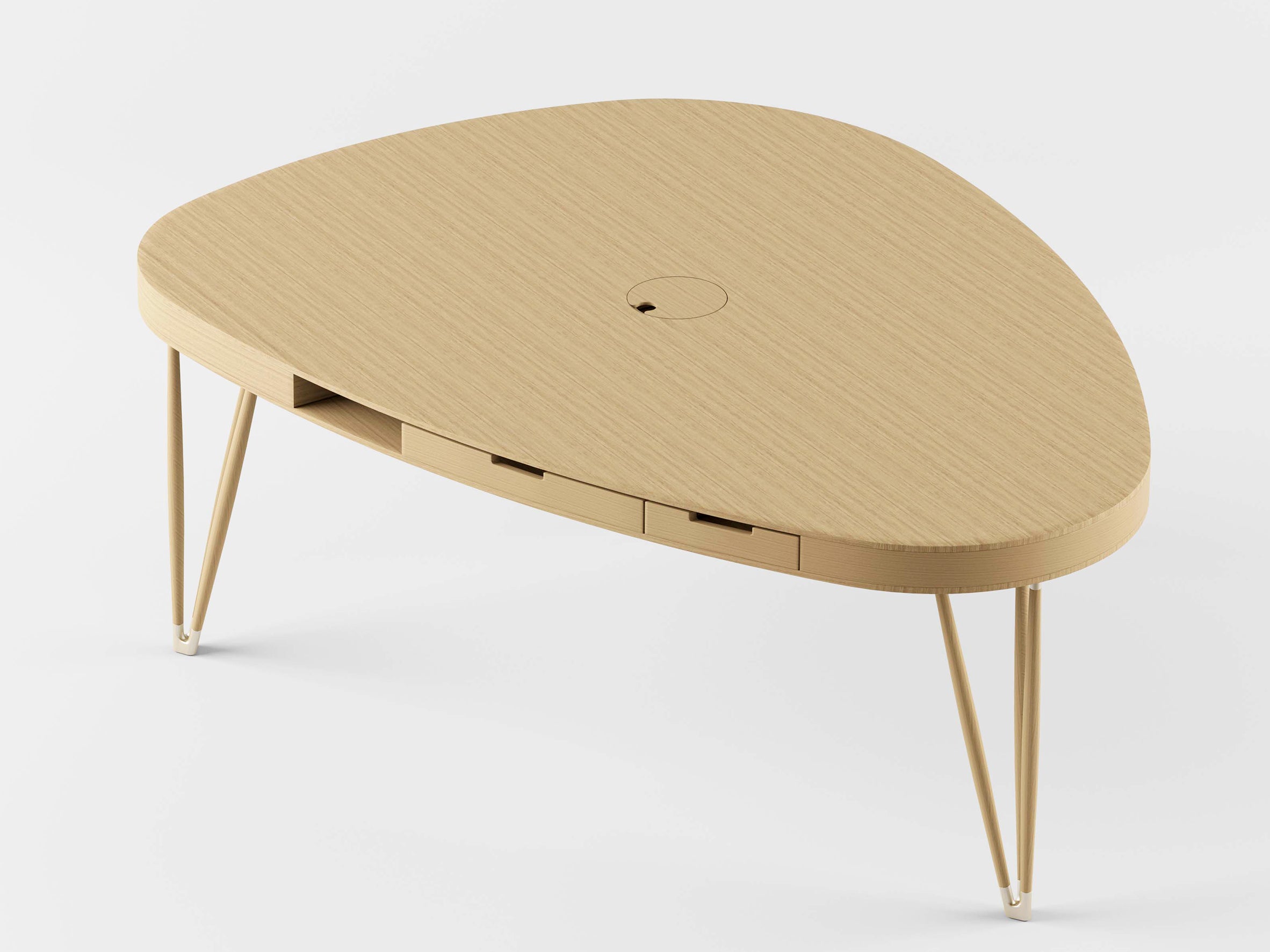 Dans sa recherche permanente d'innovation, Alias présente plettro, une réinterprétation de la table traditionnelle à tiroirs, conçue par Paolo Rizzatto. D'un point de vue typologique, cette solution crée un espace de rangement dans le plateau de la
