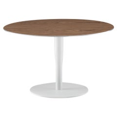 Grande table basse Atlas ronde Alias I avec plateau en noyer Canaletto et cadre blanc