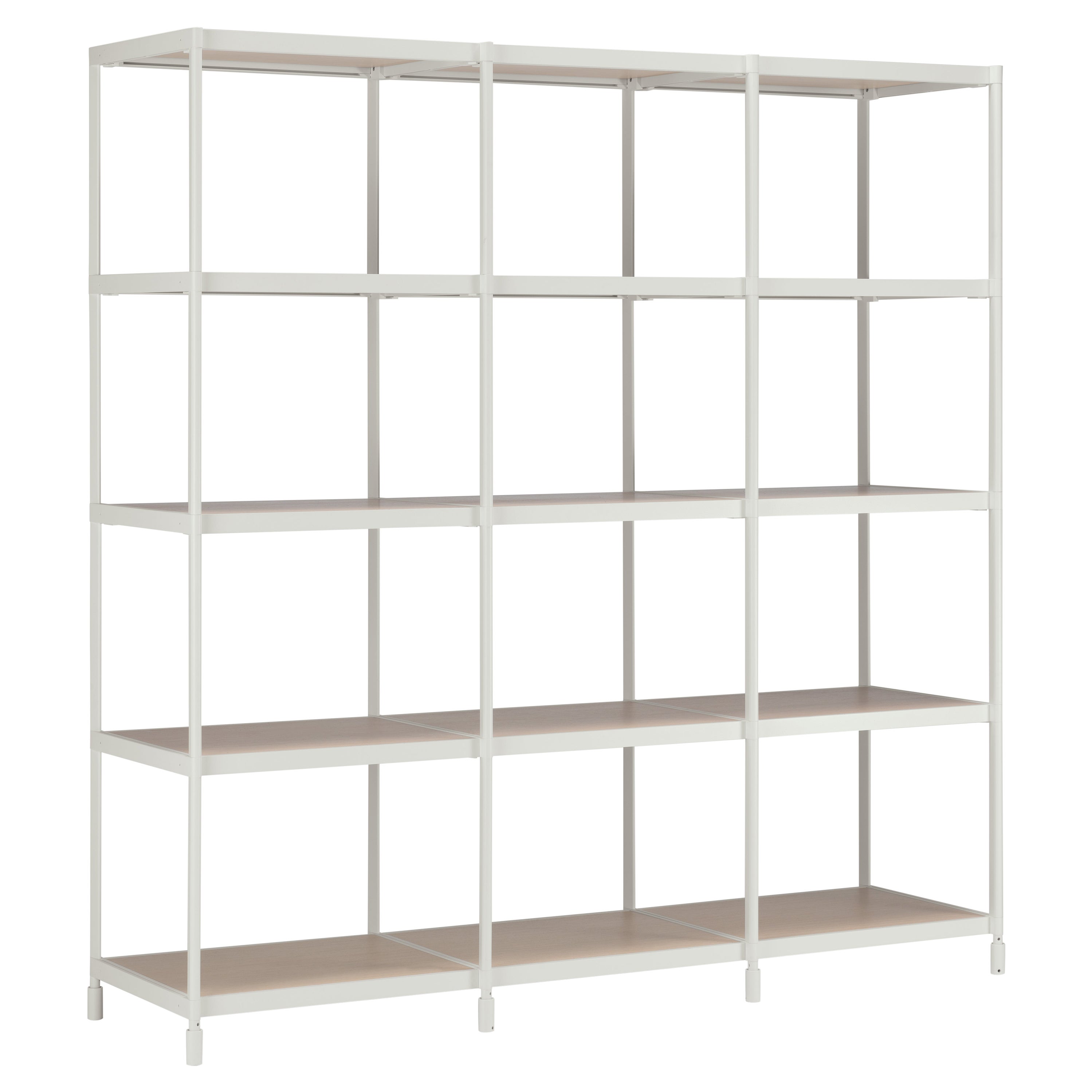Bibliothèque Alias SEC LIB005 en chêne naturel avec étagères en métal laqué blanc
