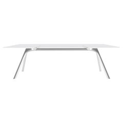 Petite table à sec Alias 45A avec plateau en verre et cadre laqué argent anodisé