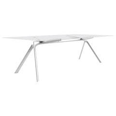 Petite table Alias 45A à plateau en verre avec cadre métallique argenté anodisé