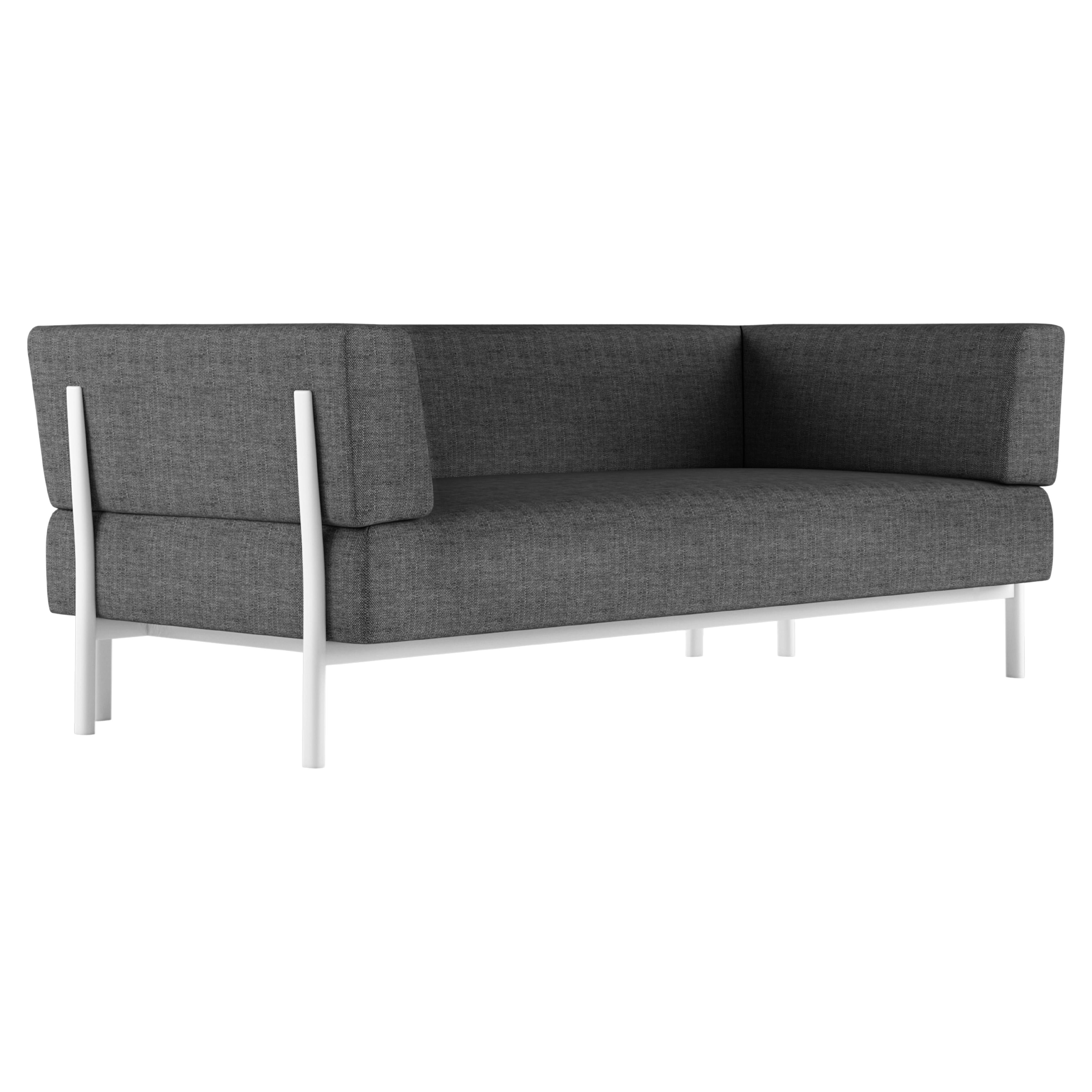 Alias T02_O Ten 2 Seater Outdoor Sofa in Dark Grey and White Lacquered Frame For Sale