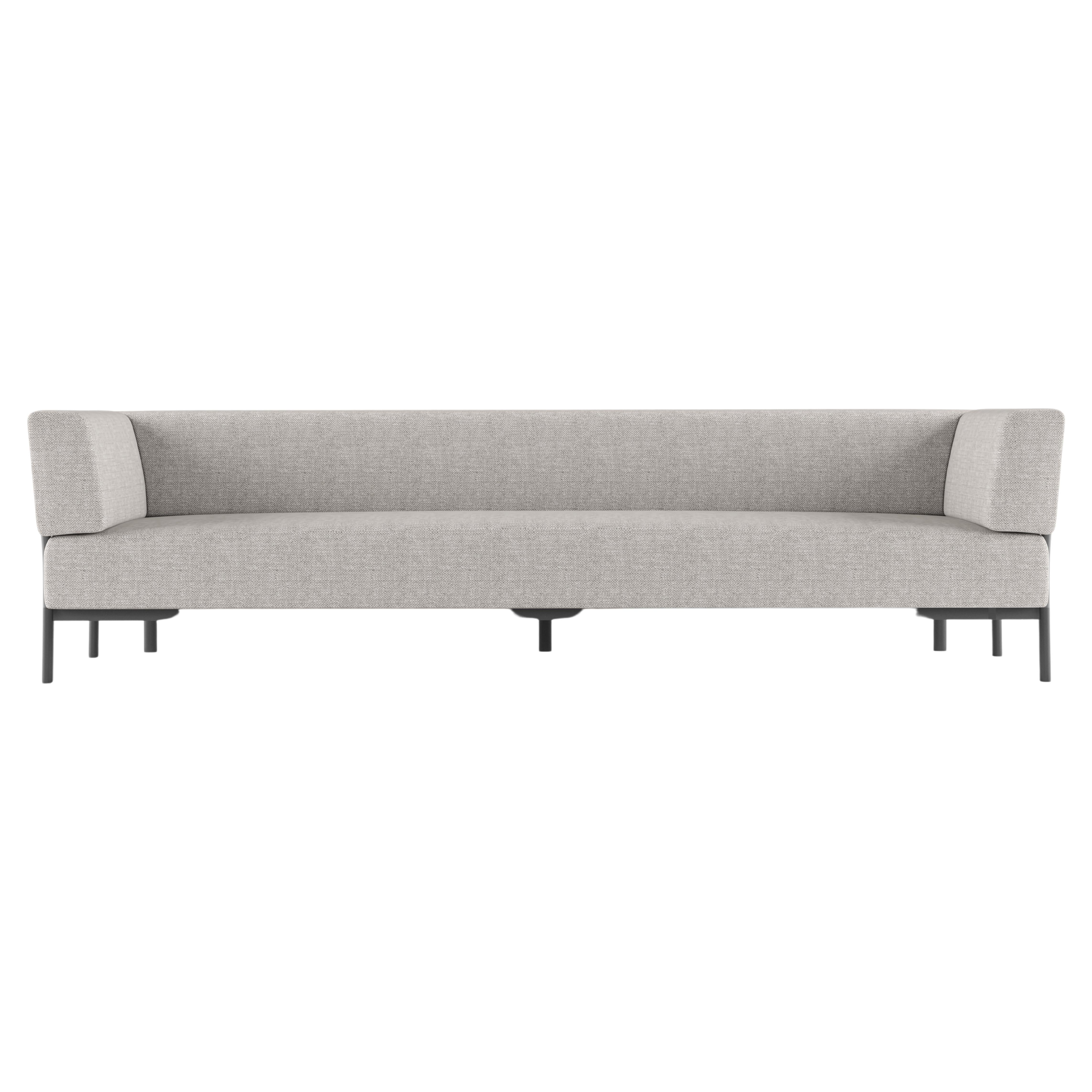 Alias T03_O Ten 3 Seater Outdoor Sofa in Grey and Black Lacquered Aluminum Frame For Sale