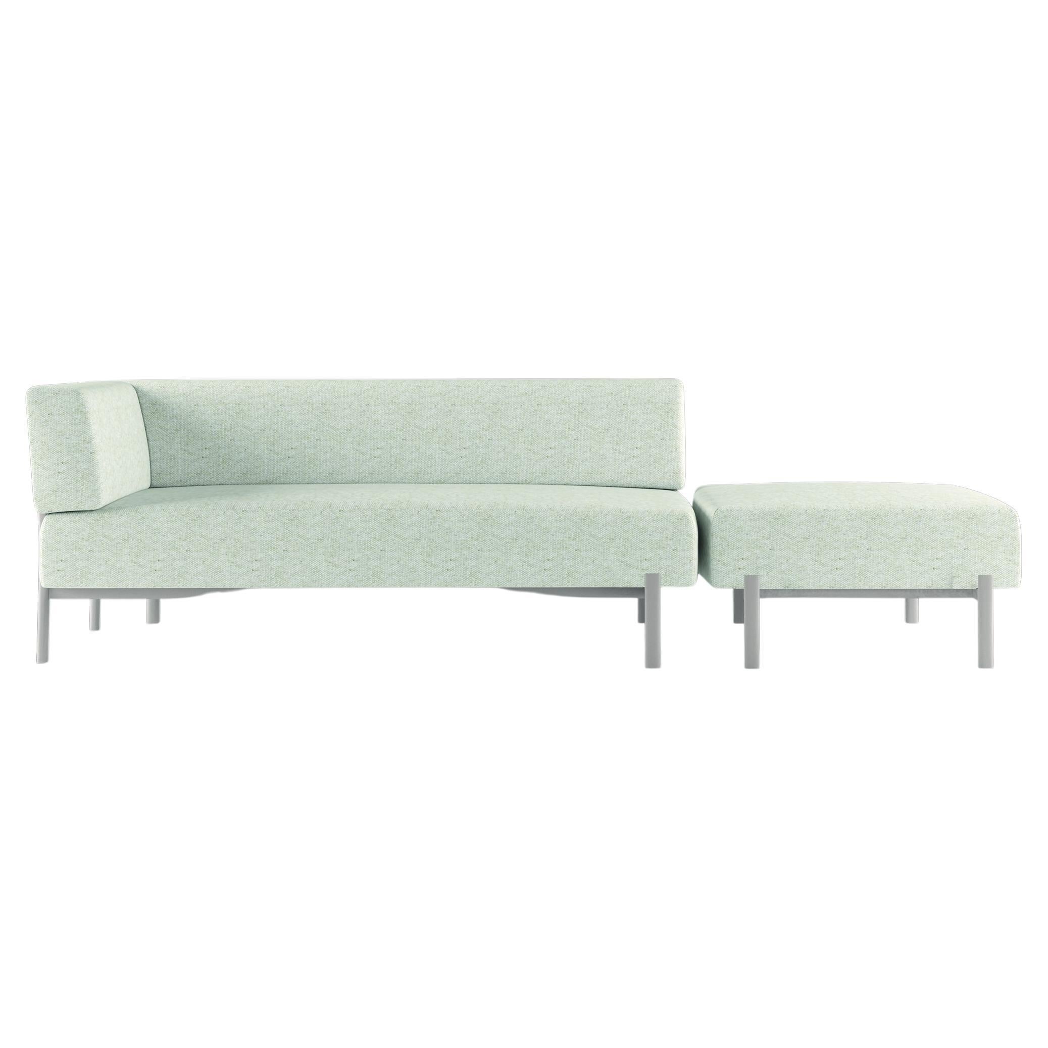 Alias T05+T07 Zehn-Sofa und Hocker für den Außenbereich in Weiß mit sandlackiertem Rahmen
