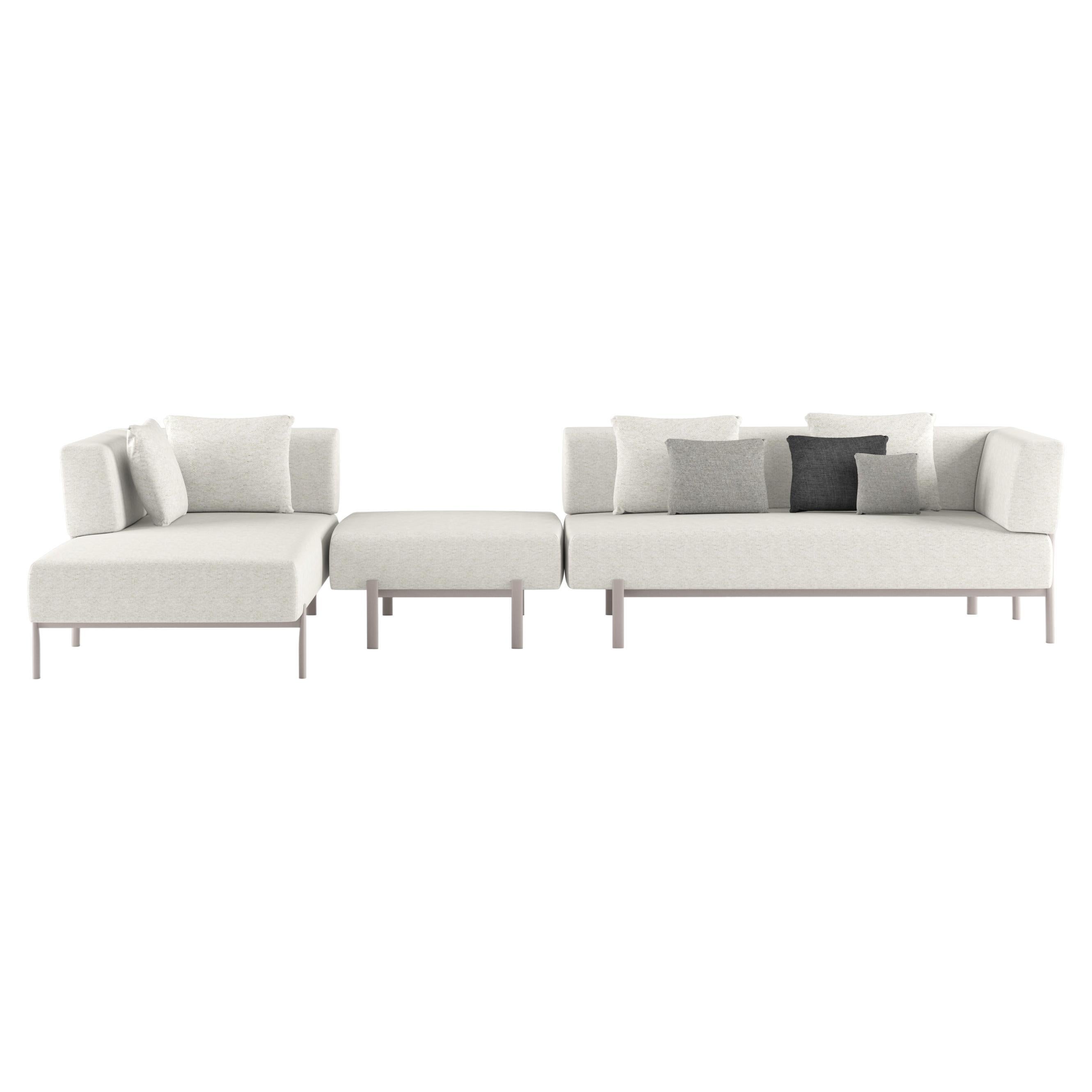 Alias T05+T07+T06 Ten Outdoor Sofa Set and Pouf in White w Sand Lacquered Frame For Sale