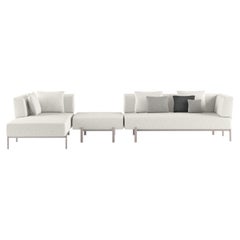 Alias T05+T07+T06 Ten Outdoor Sofa Set and Pouf in White w Sand Lacquered Frame