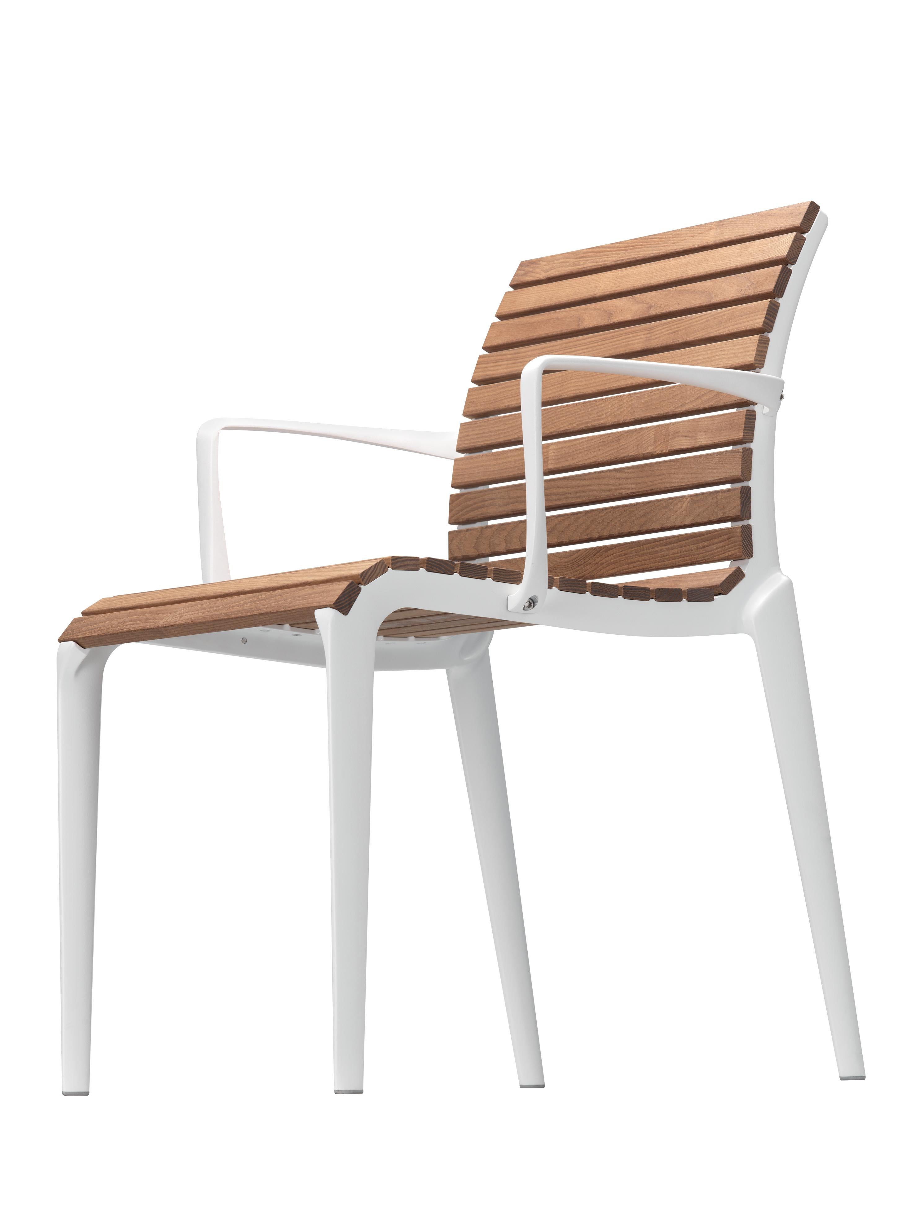 Italian Alias Tech Wood Armchair in Teak and Lacquered Aluminium Frame by Alberto Meda For Sale