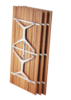 Alias Tech Wood Table 200F in Teak and Lacquered Aluminium Frame by Alberto Meda