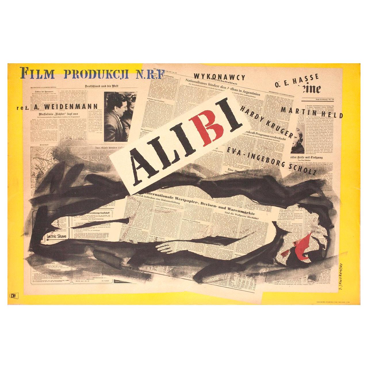 Alibi 1957 Polish A1 Film Poster