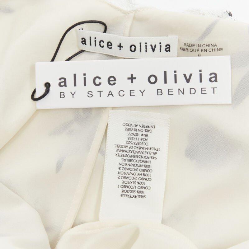 ALICA OLVIA Floral Crown 100% silk printed lace trim ruffle maxi dress US6 M For Sale 4