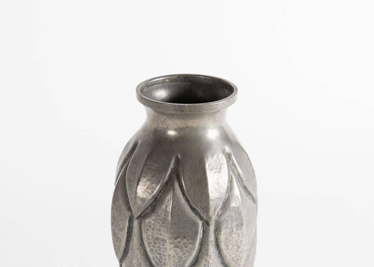 French Alice & Eugene Chanal, Art Deco Metal Vase, Metal, France, circa 1915