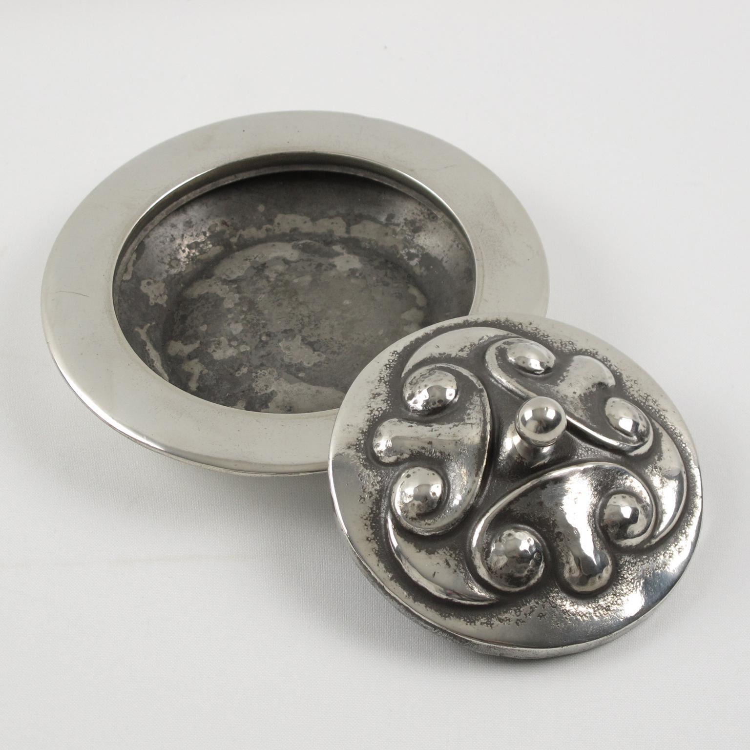French Alice and Eugene Chanal Art Nouveau Pewter Box, France 1910 For Sale