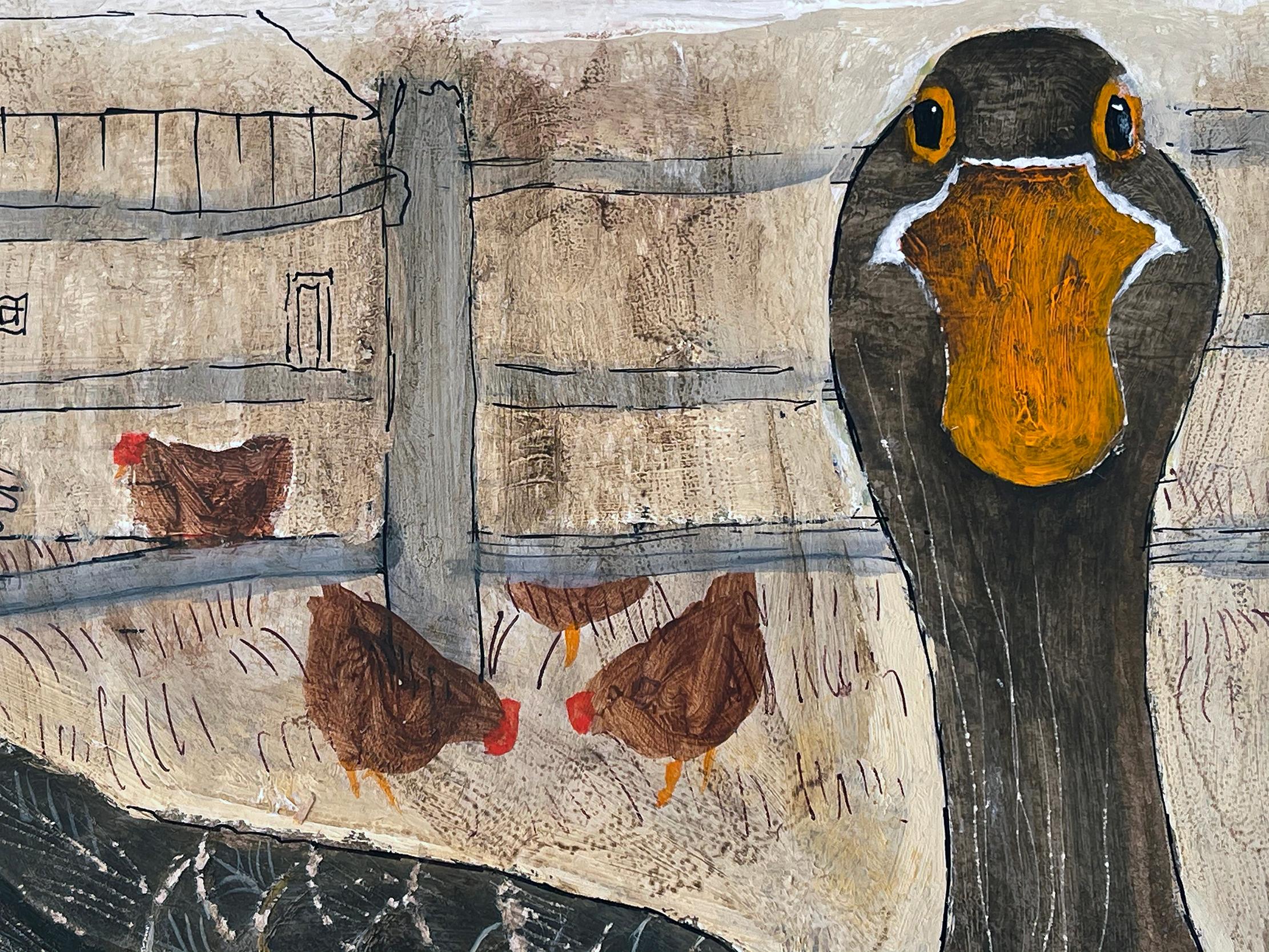 Duck à la ferme avec cheval, chèvre et poulets.  Illustration de livres pour enfants - Marron Landscape Painting par ALICE and  MARTIN PROVENSEN