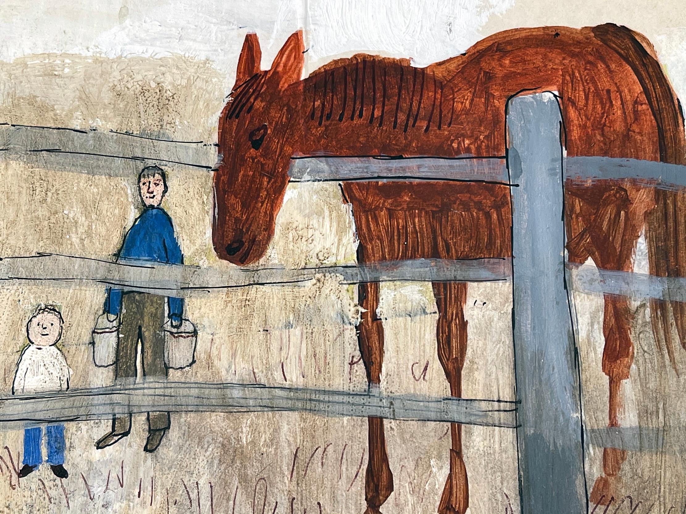 Duck in Farm mit Pferd, Ziege und Hühnern.  Illustration von Kinderbüchern im Angebot 1