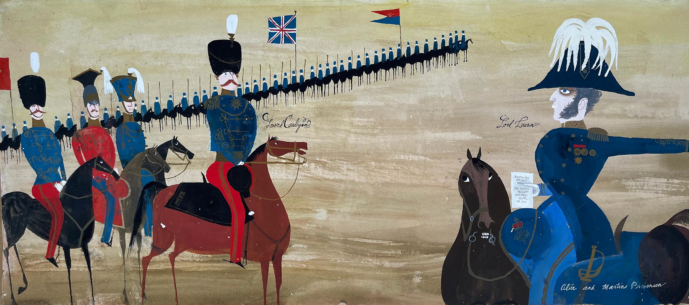 Alice and Martin Provensen Animal Painting - The Charge of the Light Brigade on Horses Lord Cardigan and Lord Lucan