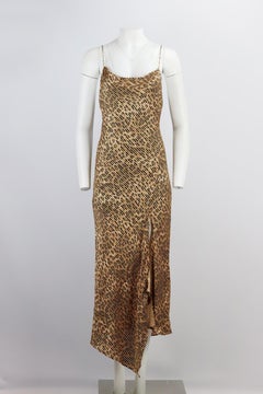 Alice et Olivia - Robe midi drapée en satin imprimé léopard, taille US 8 Uk 12
