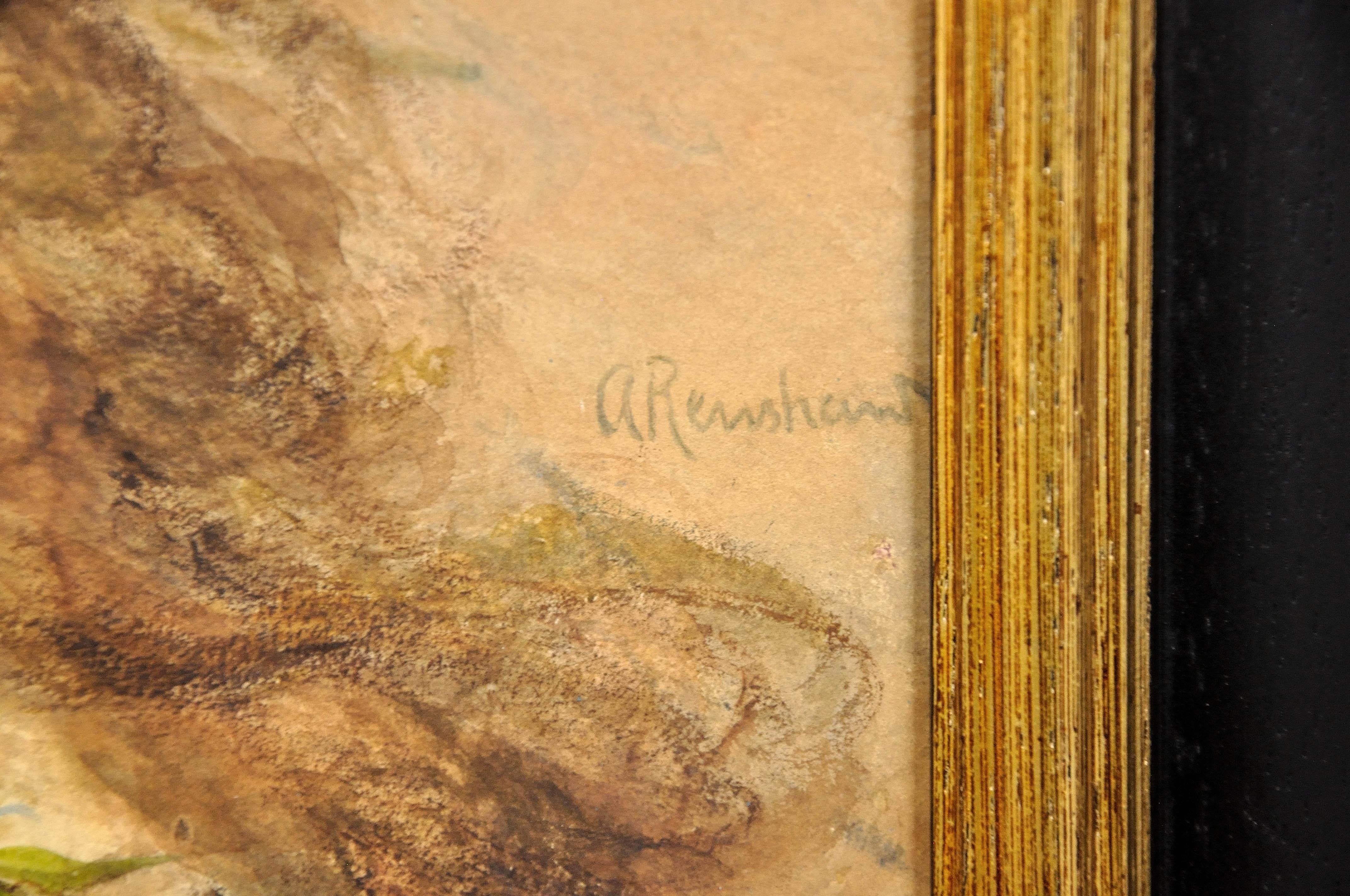 Primavera Peinture victorienne d'une jeune femme avec des fleurs de printemps dans les cheveux - Victorien Painting par Alice Anne Renshaw