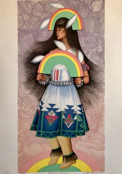 Rainbow Dancer, Native American Indian Lithograph California Woman Artist