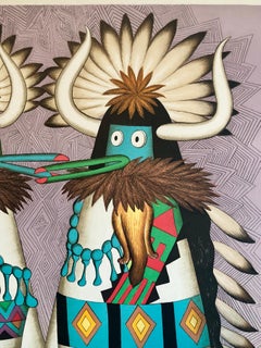 Shalako Dancer, Native American Indian Lithograph California Woman Artist