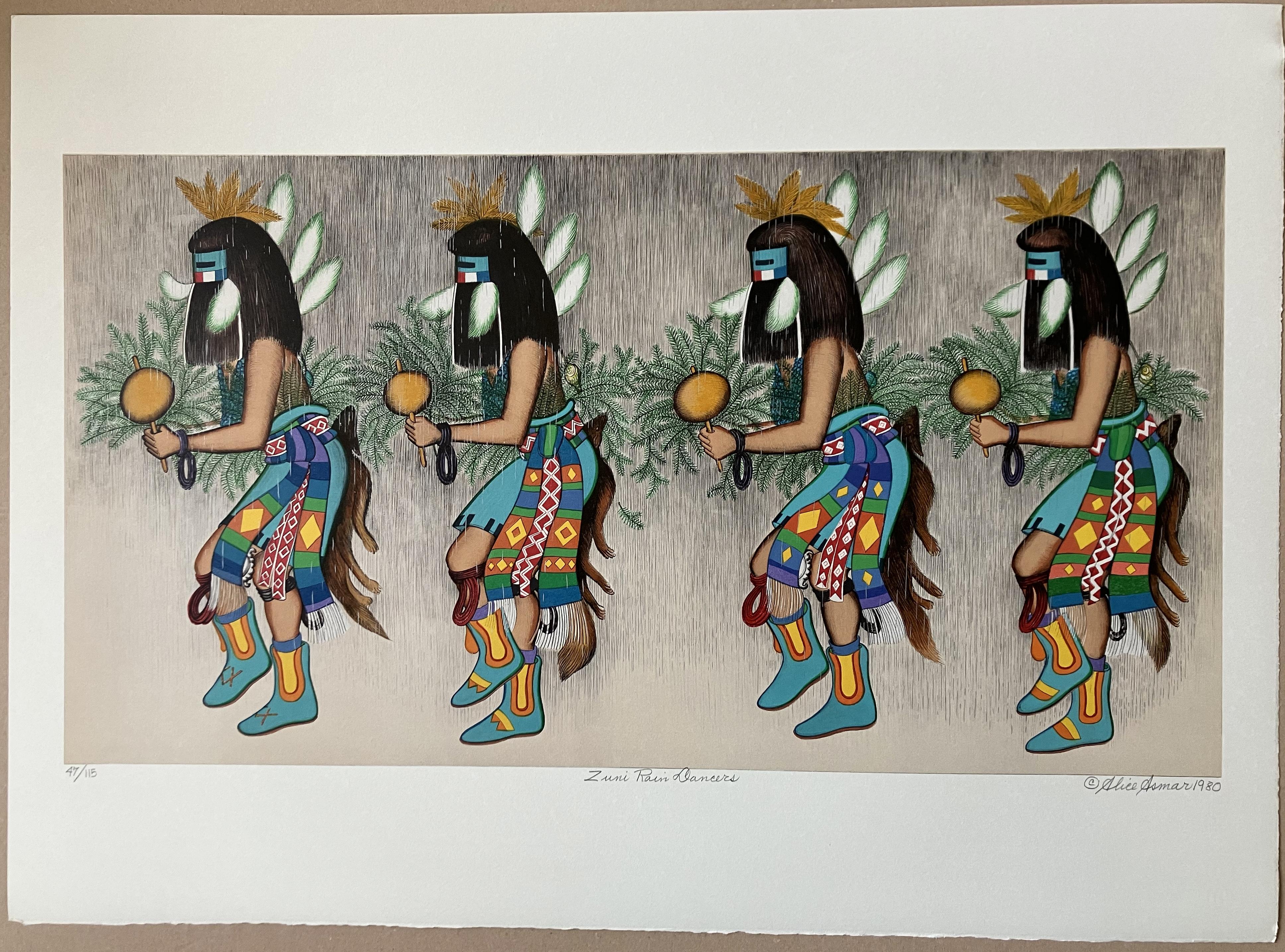 Zuni Rain Dancers - Print by Alice Asmar